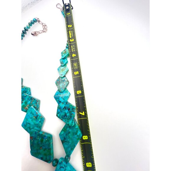 Vintage Jay King Turquoise Necklace Mine Finds DTR Diamond-Shaped Beads 925 Hook - Picture 6 of 11